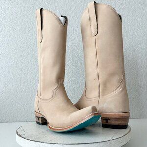 Lane EMMA JANE Womens Cowboy Boots 7 Bone Leather Western Cowgirl Mid Calf Tall